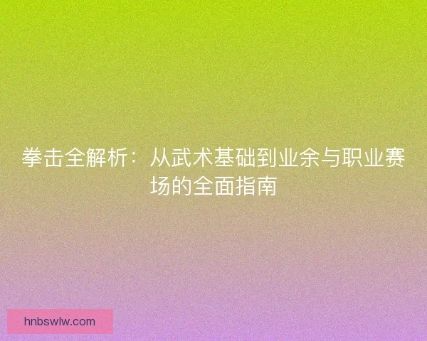 拳击全解析：从武术基础到业余与职业赛场的全面指南